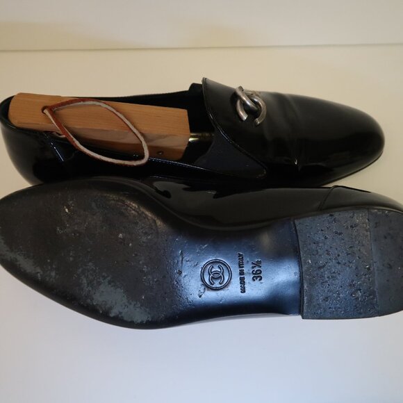 Chanel black patent leather slip on shoes in size 36.5 - Picture 6 of 7